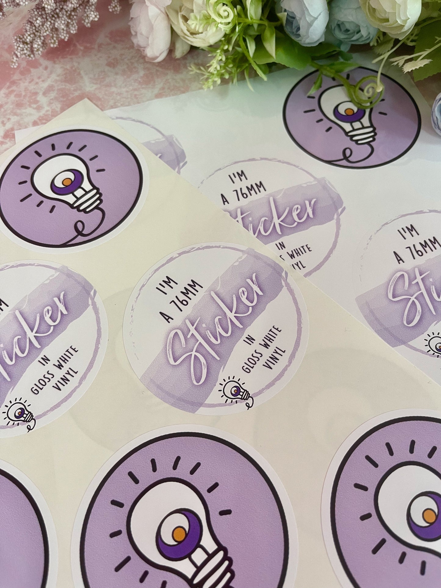 76mm Branded Gloss Vinyl Stickers