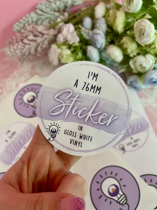 76mm Branded Gloss Vinyl Stickers