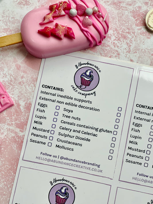 Tick Box Allergen Labels - Customise Our Classic Template