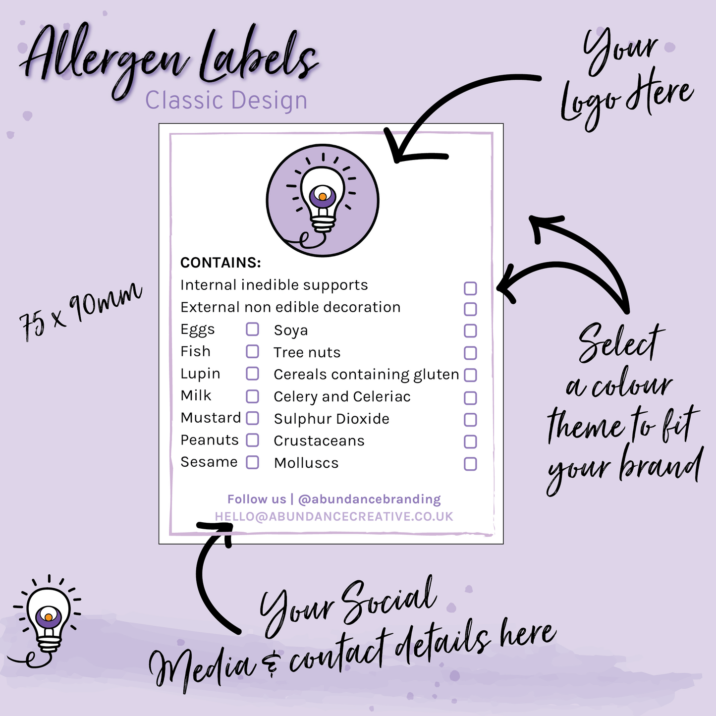 Tick Box Allergen Labels - Customise Our Classic Template